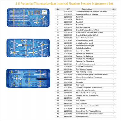 5.0 Conjunto de fixação da coluna vertebral interna